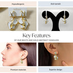White And Gold Abstract Danglers Nestasia