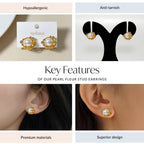 Pearl Fleur Stud Earrings Nestasia