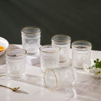 Embossed Small Drinkware Glass Set of 6 250 ml Nestasia