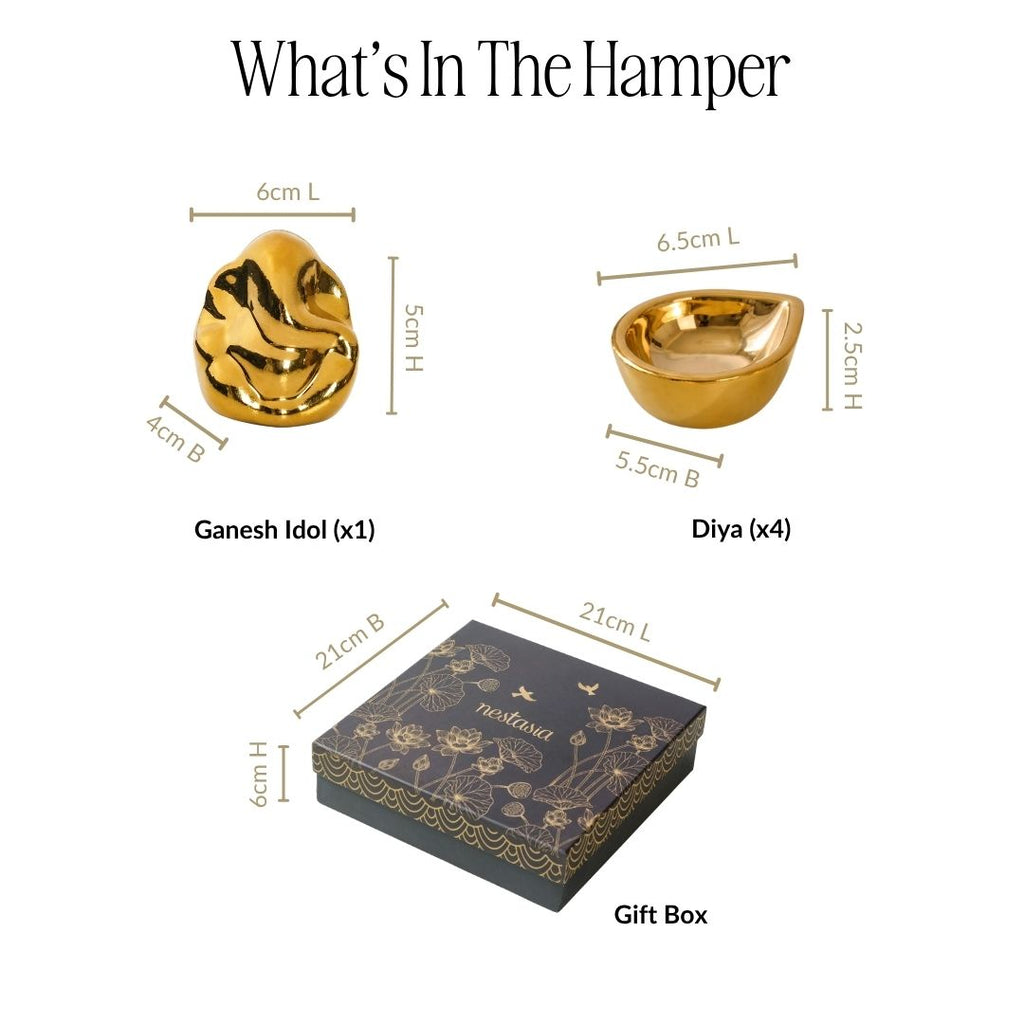 Ganesh Murti With Diya Gift Hamper Set Of 5 Nestasia