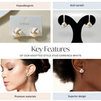 Knotted Style Stud Earrings White Nestasia