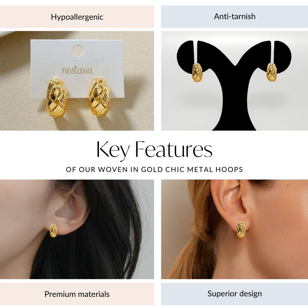 Woven In Gold Chic Metal Hoops Nestasia