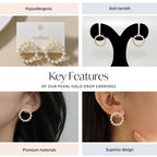 Pearl Halo Drop Earrings Nestasia