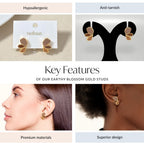 Earthy Blossom Gold Studs Nestasia