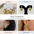 Chisel Stud Earrings Gold Nestasia