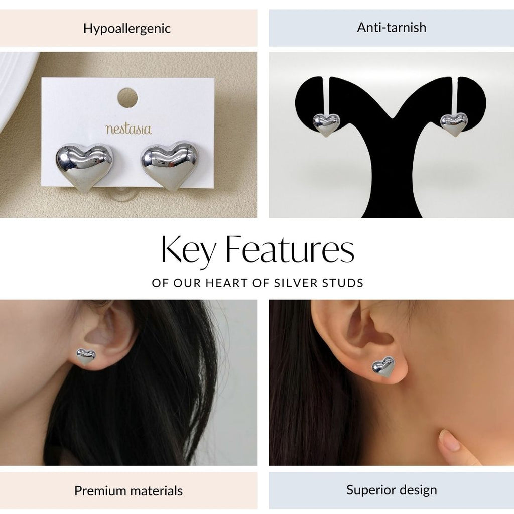 Heart Of Silver Studs Nestasia