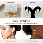 Celestial Opal Hoop Dangler Earrings White Nestasia