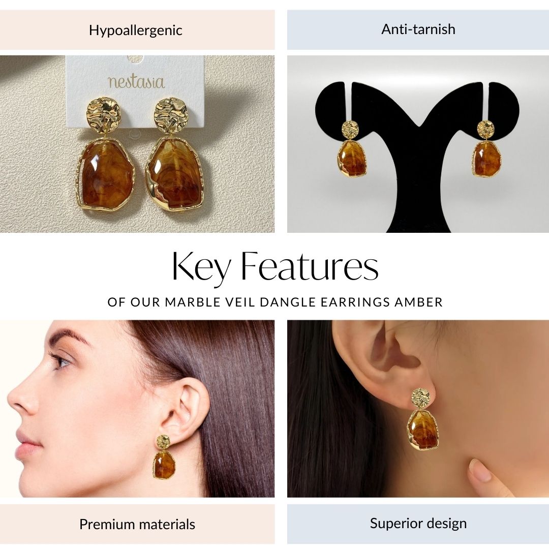 Marble Veil Dangle Earrings Amber Nestasia