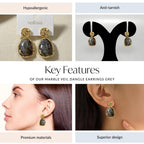 Marble Veil Dangle Earrings Grey Nestasia