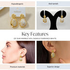 Marble Veil Dangle Earrings White Nestasia