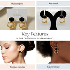 Twisted Grace Earrings Black Nestasia