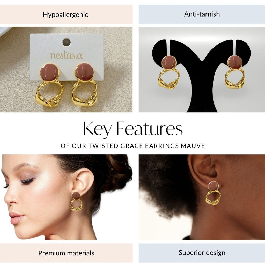 Twisted Grace Earrings Mauve Nestasia