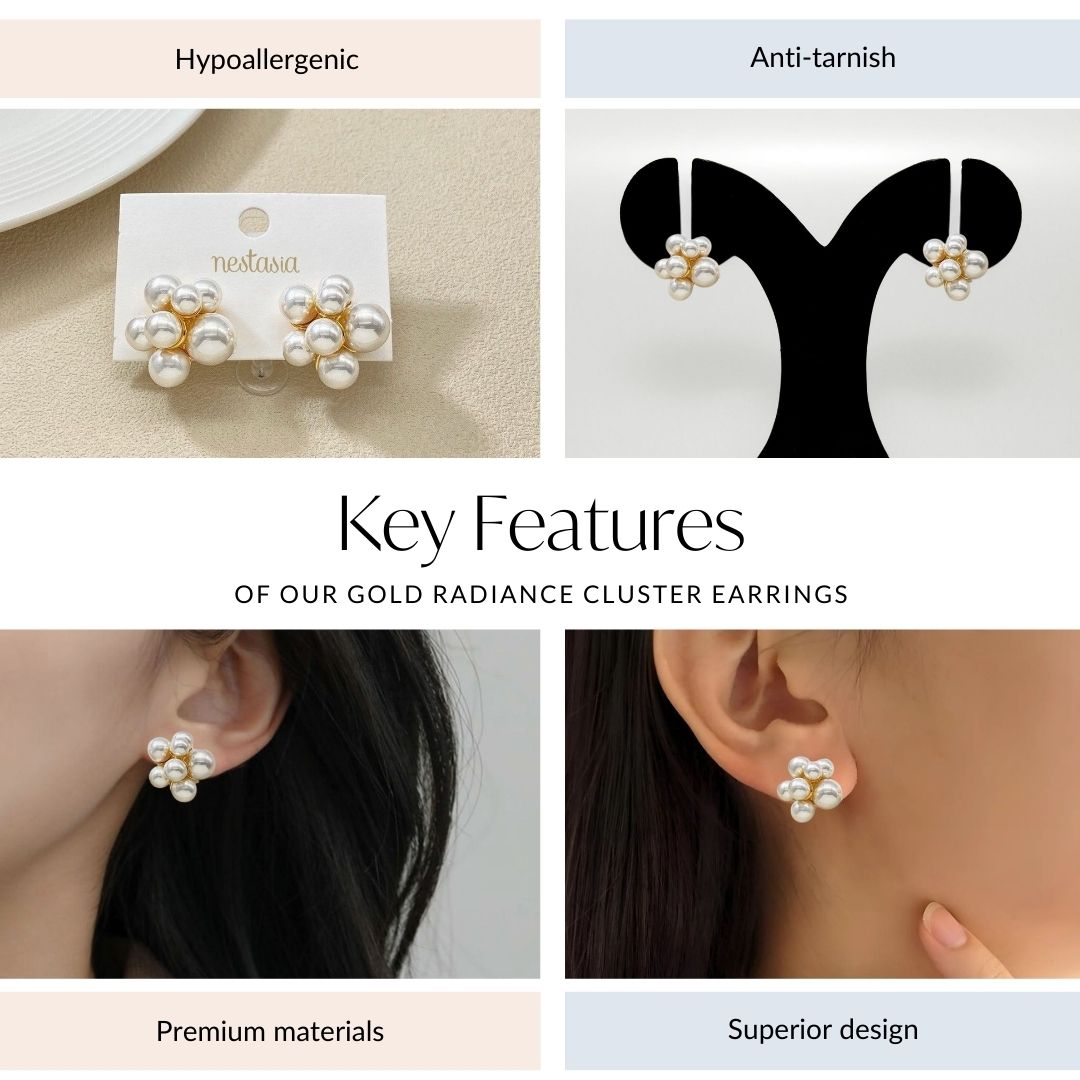 Gold Radiance Cluster Earrings Nestasia