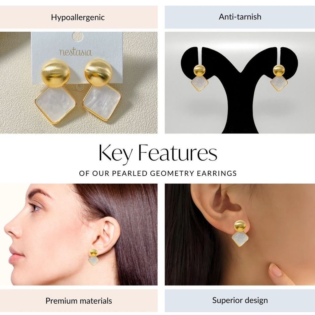 Pearled Geometry Earrings Nestasia