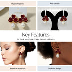 Maroon Pearl Drop Earrings Nestasia