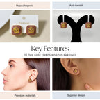 Rose Embossed Stud Earrings Nestasia