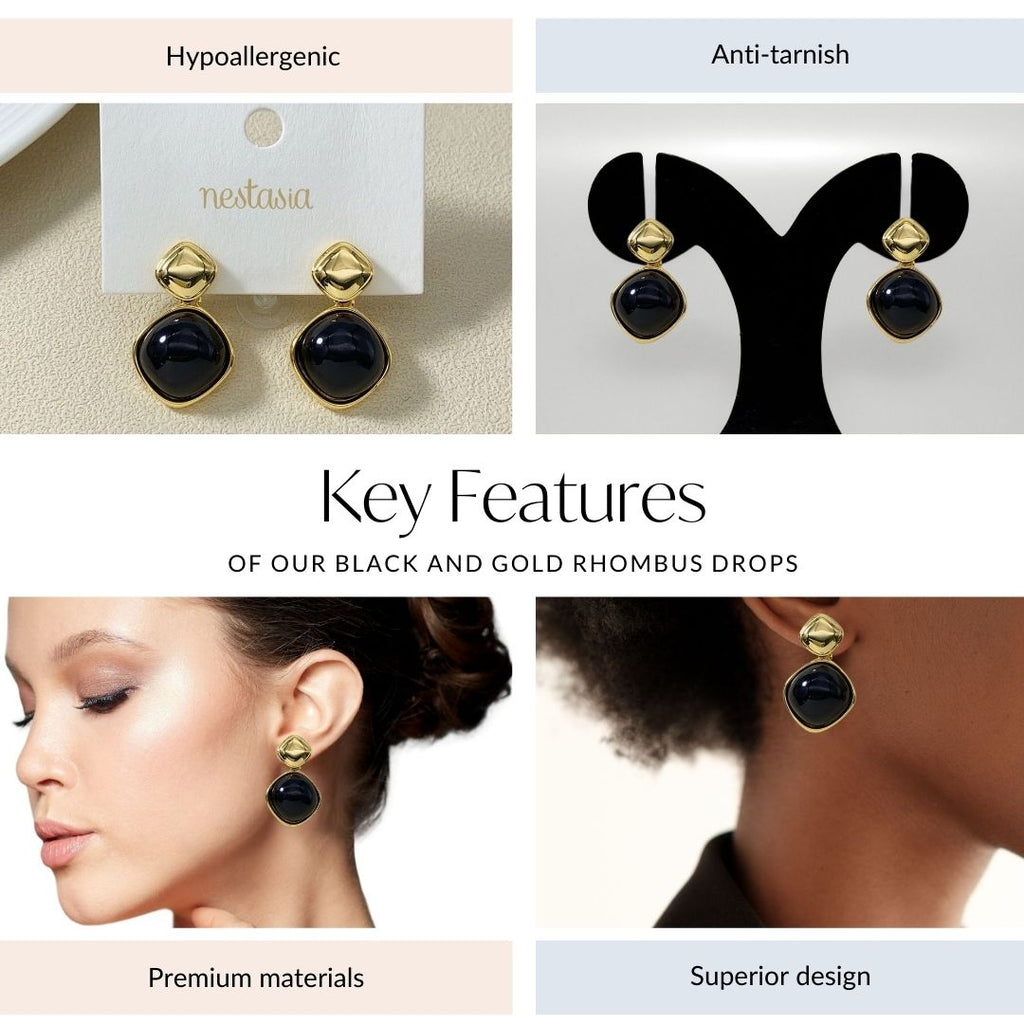 Black And Gold Rhombus Drops Nestasia