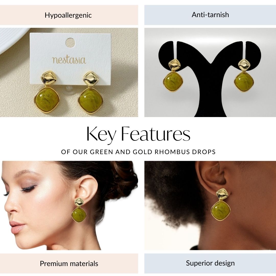 Green And Gold Rhombus Drops Nestasia