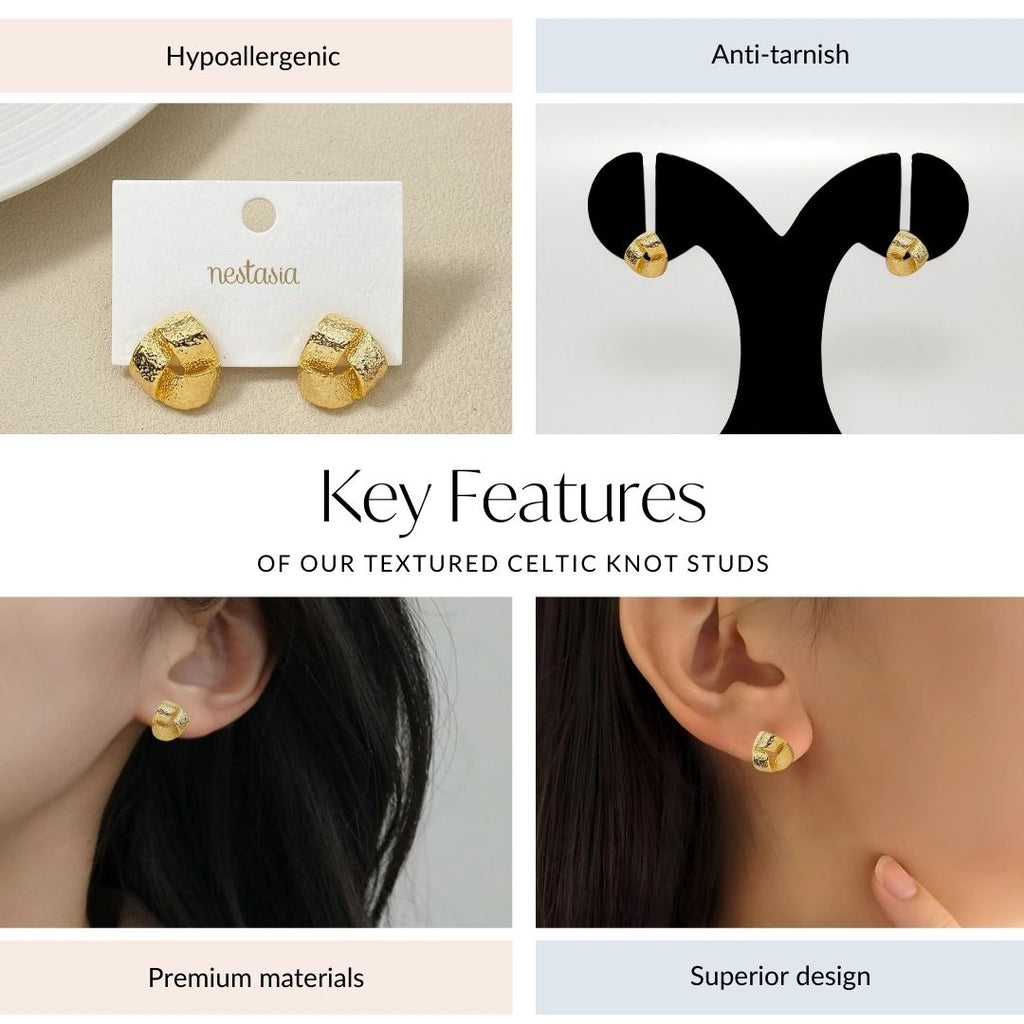 Textured Celtic Knot Studs Nestasia
