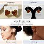 Sweet Hearts Studs Brown Nestasia