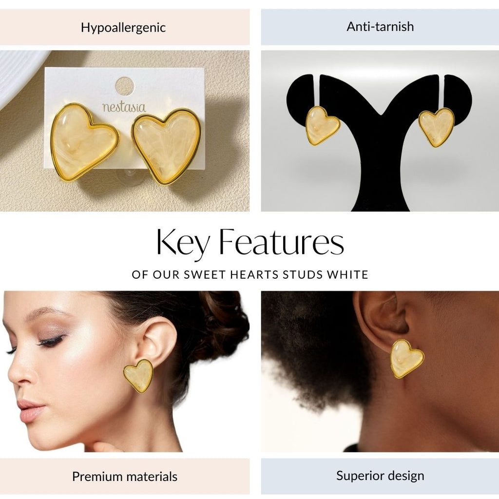 Sweet Hearts Studs White Nestasia