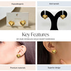 Crinkled Gold Heart Earrings Nestasia