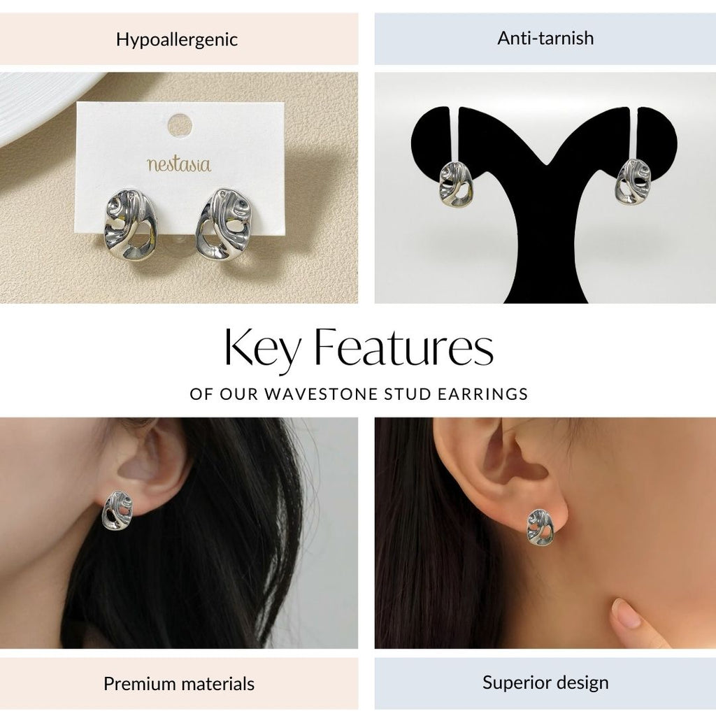 Wavestone Stud Earrings Nestasia