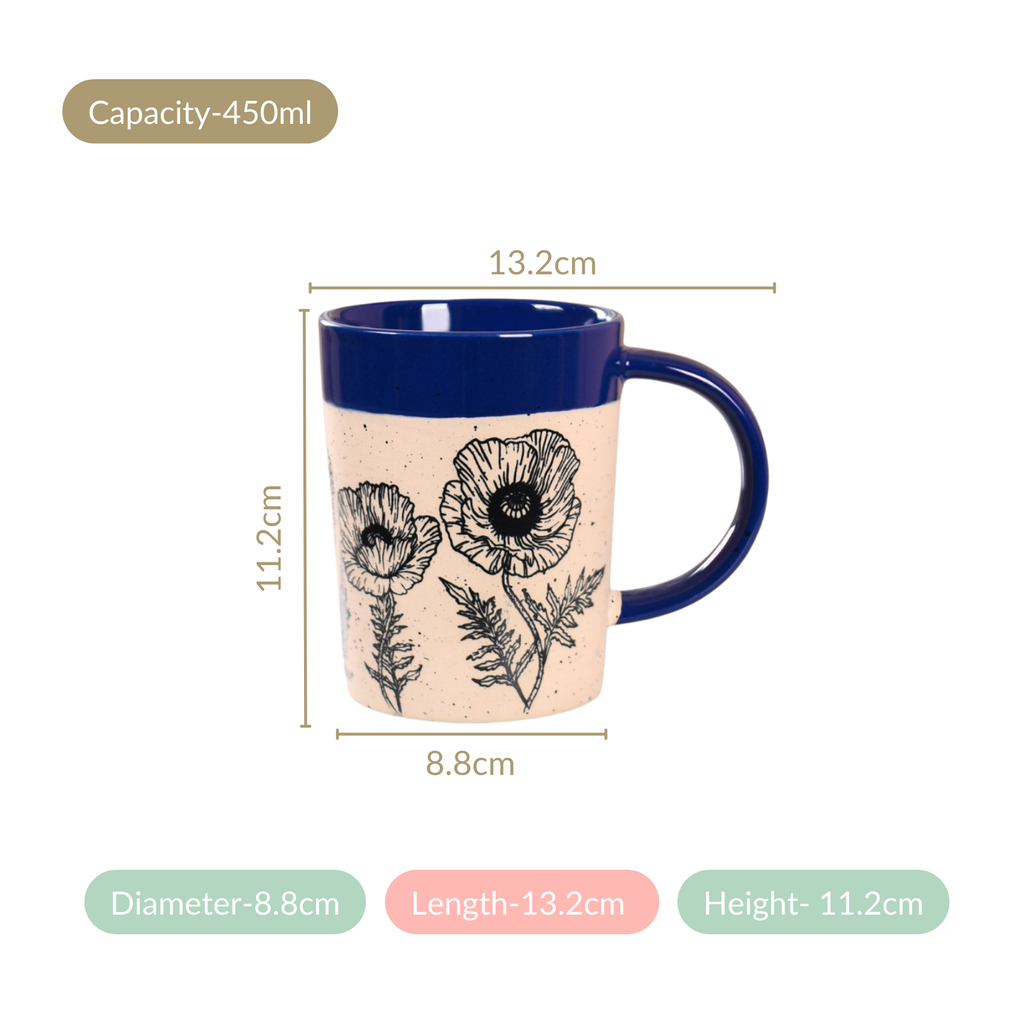 Poppy Grove Ceramic Coffee Mug Set Of 4 450ml Nestasia