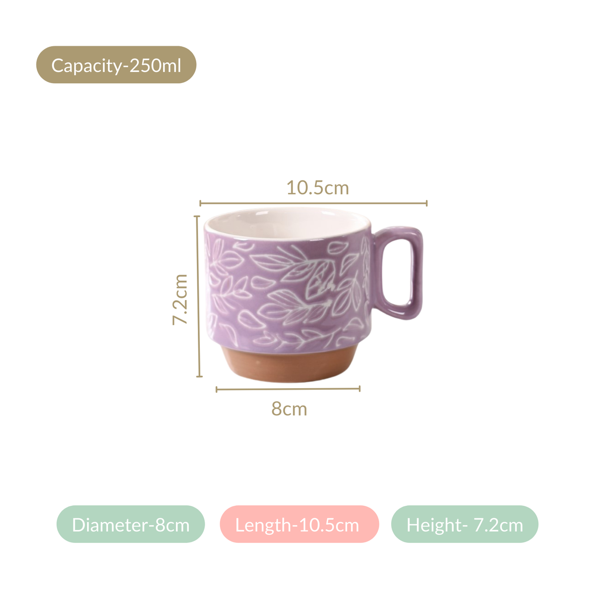 Ceramic Gaia Stackable Coffee Cup Set Of 4 250ml Nestasia