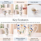 Victorian Garden Ceramic Coffee Mug Set Of 2 Blue 400ml Nestasia
