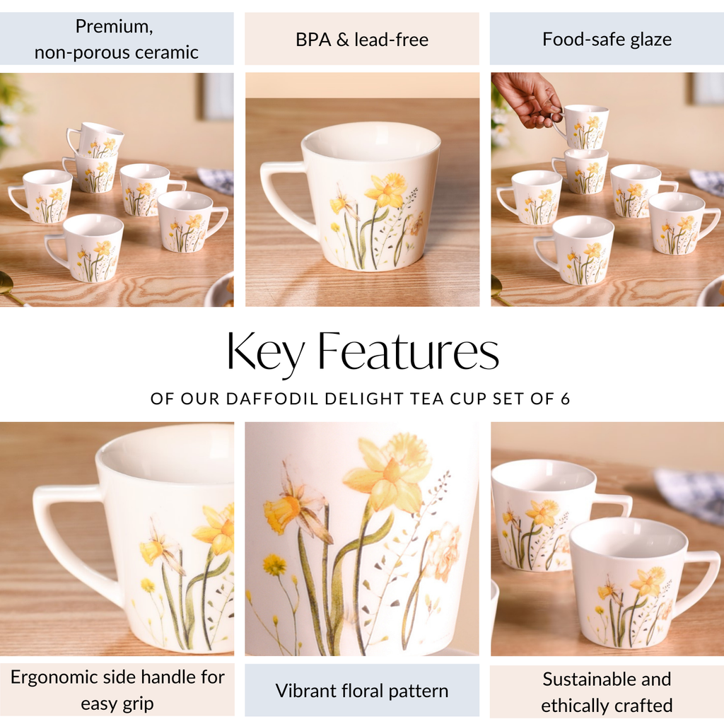 Daffodil Delight Tea Cup Set Of 6 150ml Nestasia