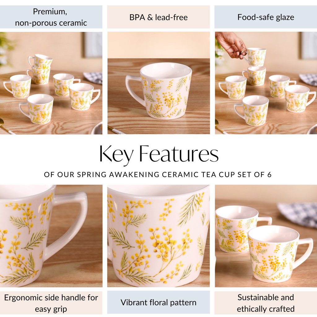 Spring Awakening Ceramic Tea Cup Set of 6 150ml Nestasia