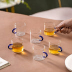 Transparent And Blue Cup Set of 6 Nestasia