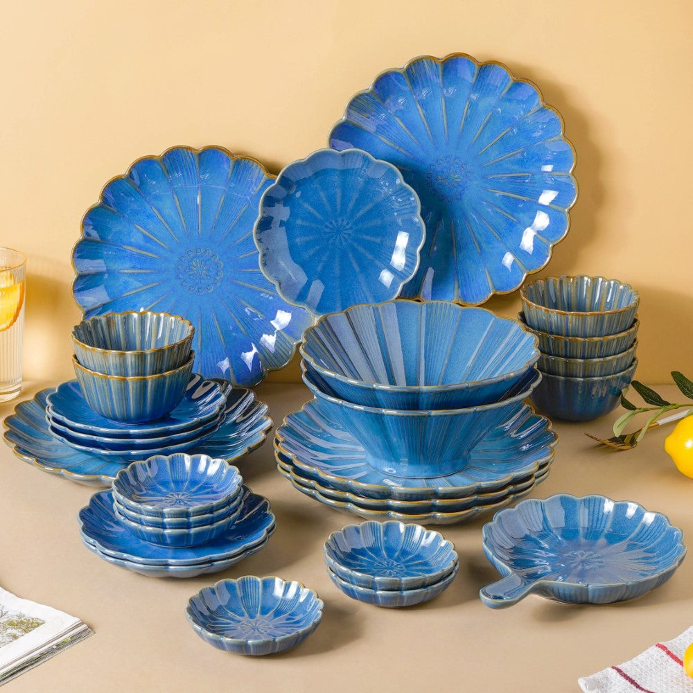Ocean Blue 27 Piece Dinner Set For 6 Nestasia