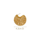 Gold Abstract Textured Round Statement Earrings Nestasia