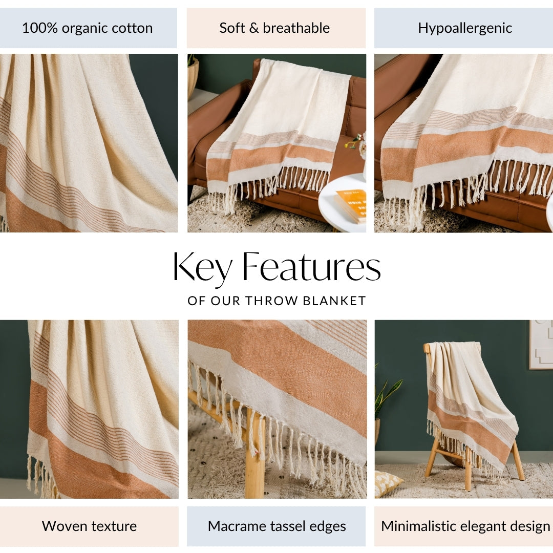Earthtone Stripes Cotton Throw Nestasia