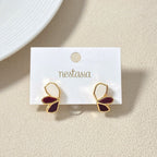 Maroon Blossom Gold Studs Nestasia
