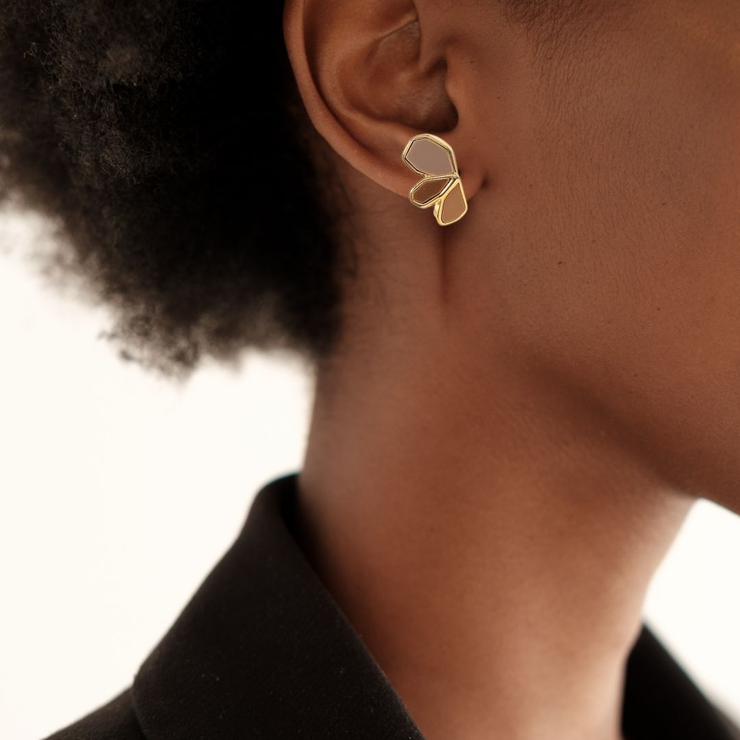 Earthy Blossom Gold Studs Nestasia
