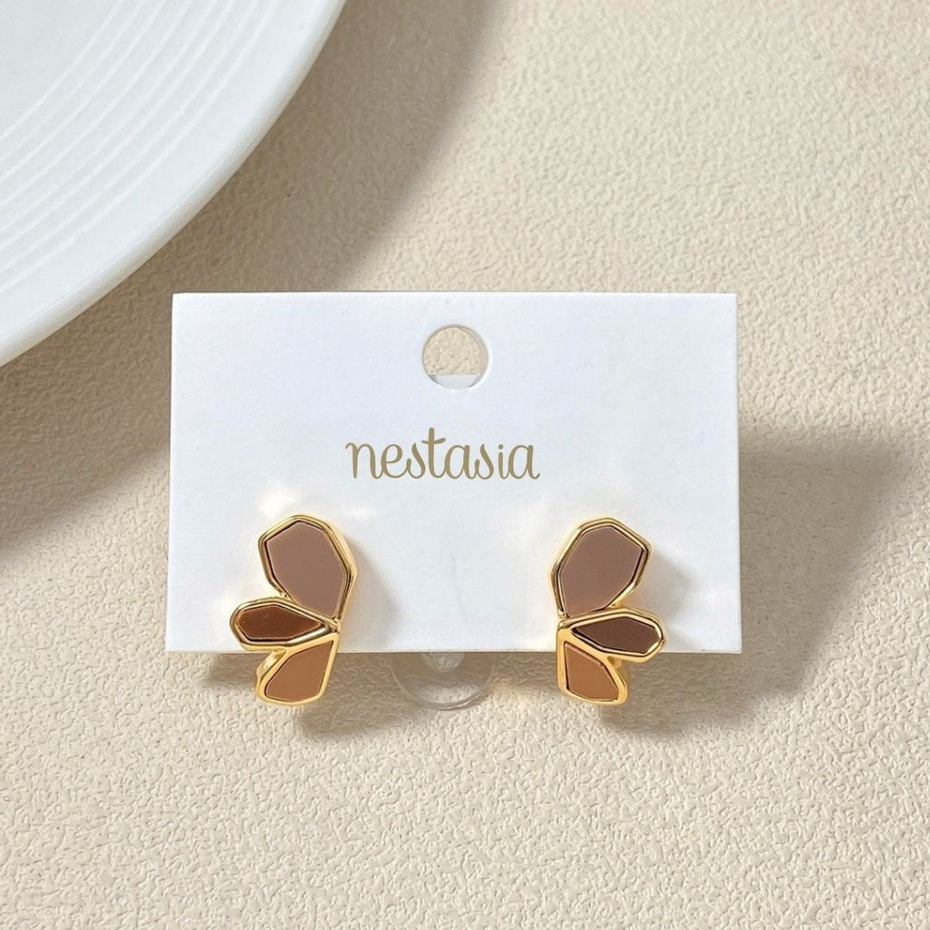 Earthy Blossom Gold Studs Nestasia