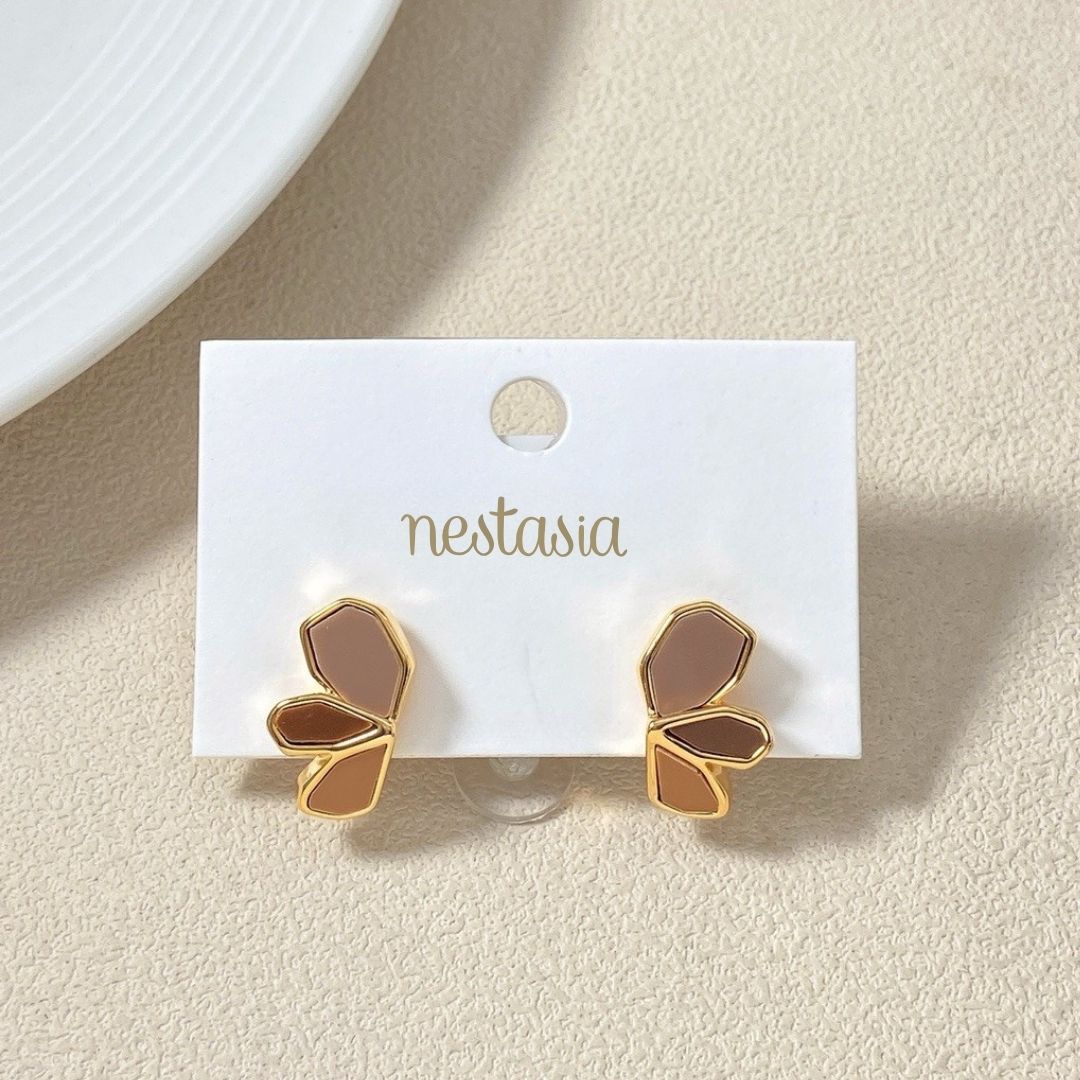 Earthy Blossom Gold Studs Nestasia