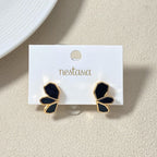 Black Blossom Gold Studs Nestasia