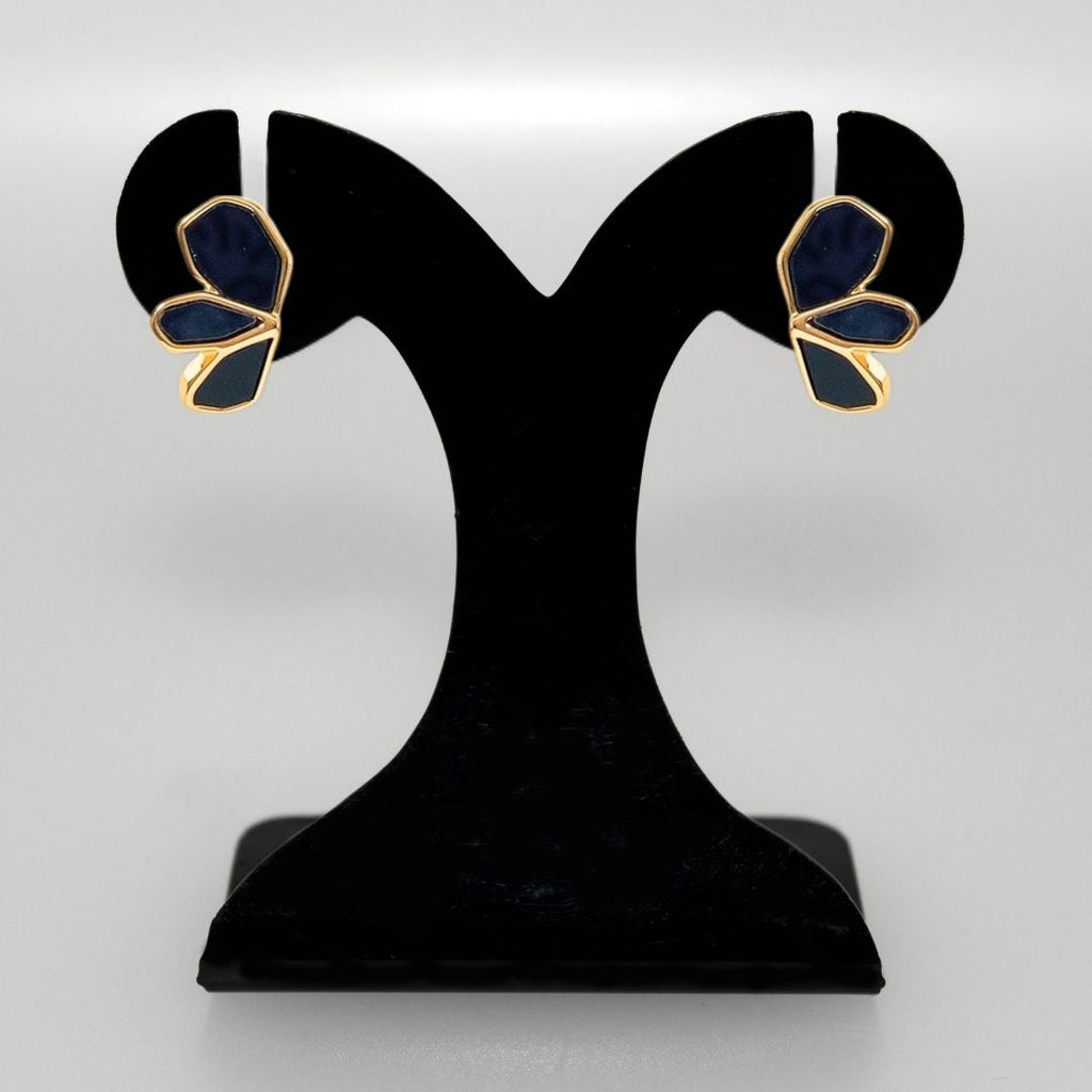 Black Blossom Gold Studs Nestasia
