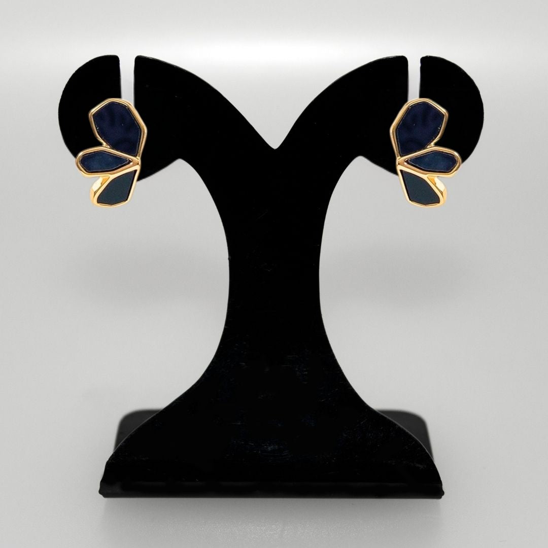 Black Blossom Gold Studs Nestasia