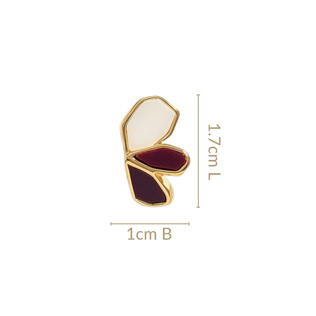 Maroon Blossom Gold Studs Nestasia