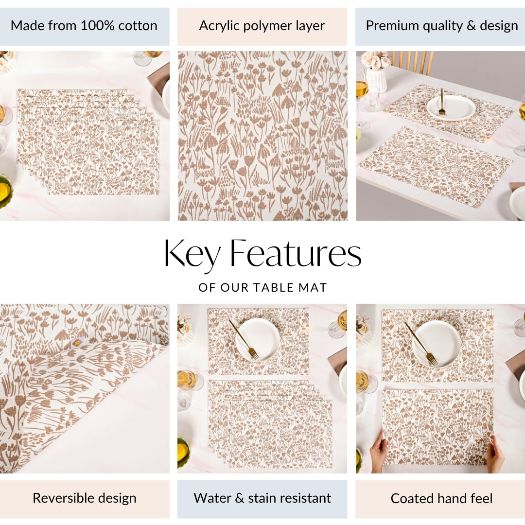 Desert Dusk Pure Cotton Table Mat Set Of 6 Nestasia