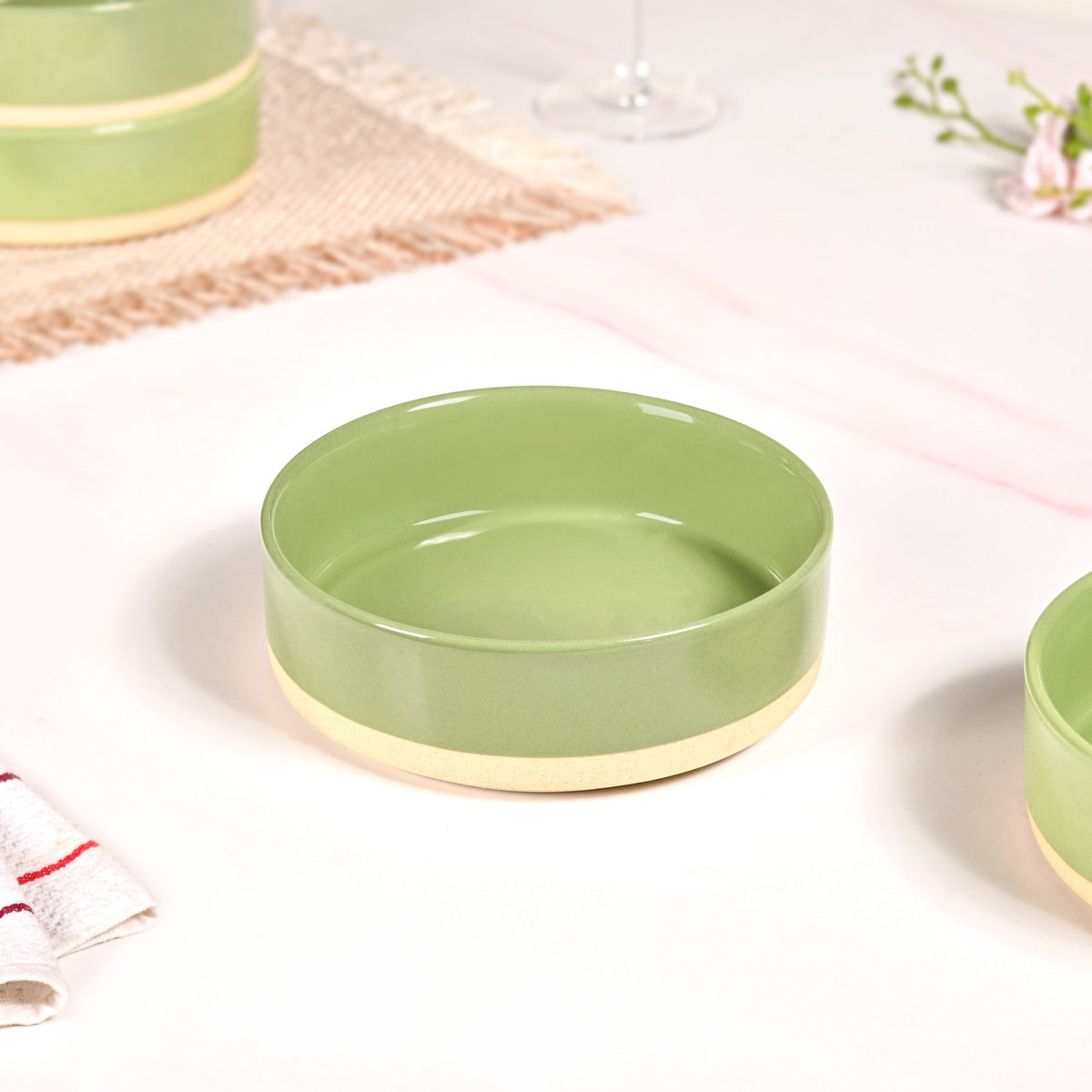 Earthy Small Serving Bowl Green Set Of 2 600ml Nestasia