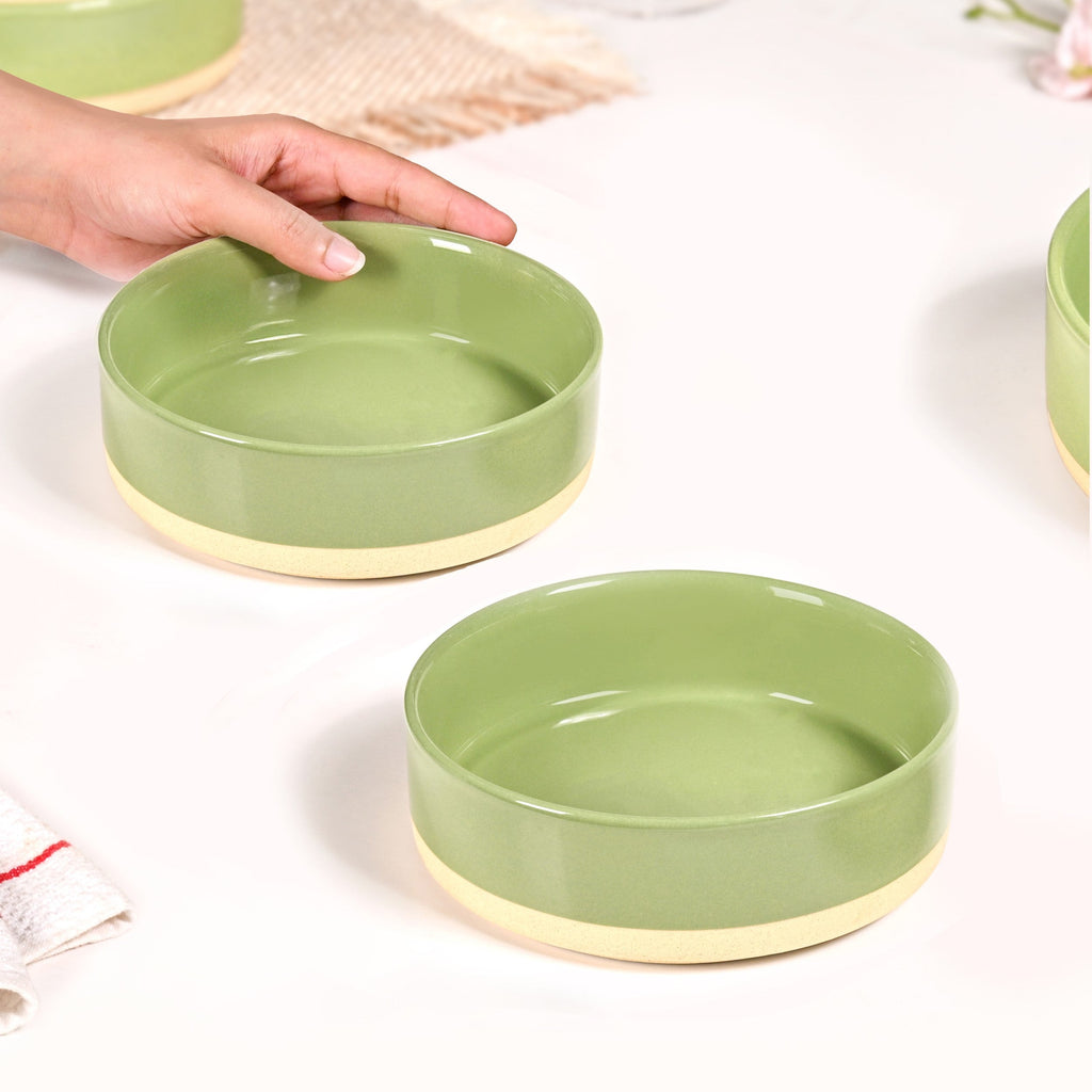 Earthy Small Serving Bowl Green Set Of 2 600ml Nestasia