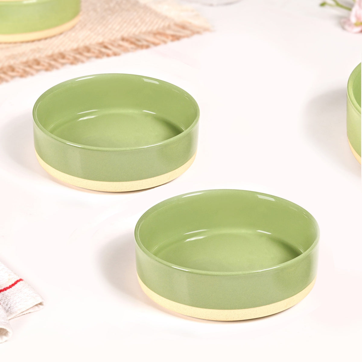 Earthy Small Serving Bowl Green Set Of 2 600ml Nestasia