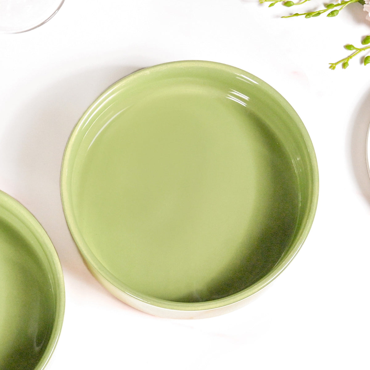 Earthy Small Serving Bowl Green Set Of 2 600ml Nestasia