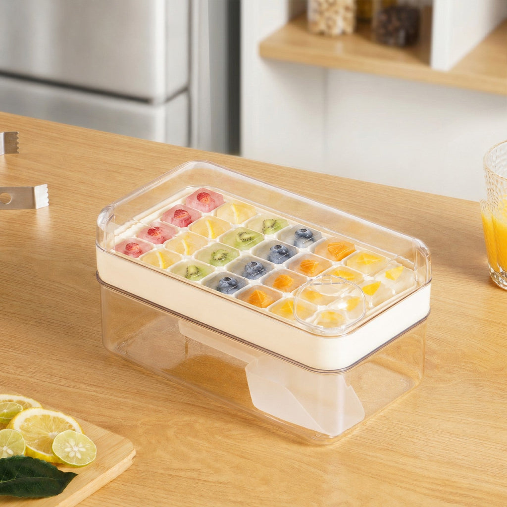 Easy Release Ice Cube Tray With Lid Bin And Scoop Nestasia